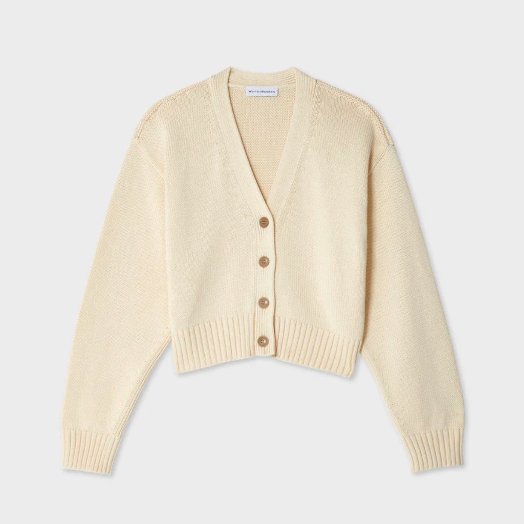 White + Warren Organic Cotton Button Cardigan